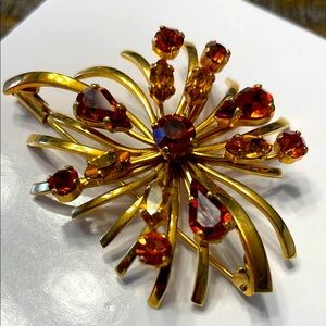 Designer KARI M. Gold and Amber Brooch